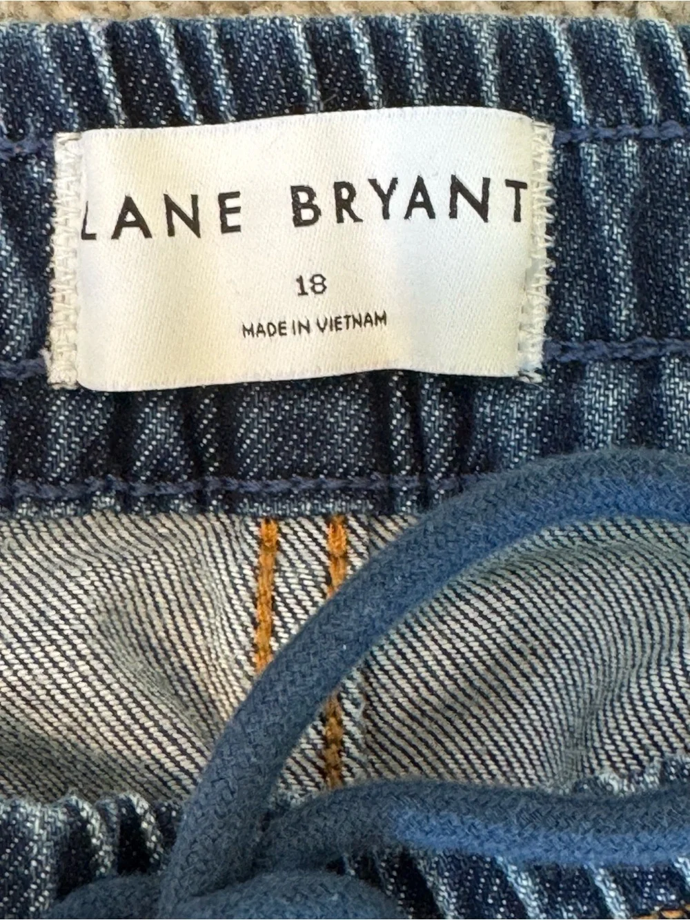 Lane Bryant Women’s Elastic Waist Blue Jeans Casual Pull-On Style Drawstring 18